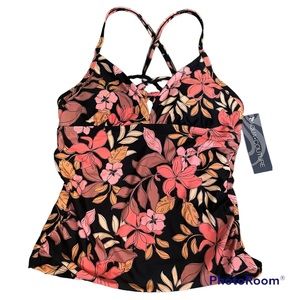 Aqua Couture Tankini Top Padded Small NWT